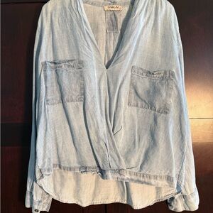 Anthropologie Sam & Laci Soft Blue Wrap Blouse